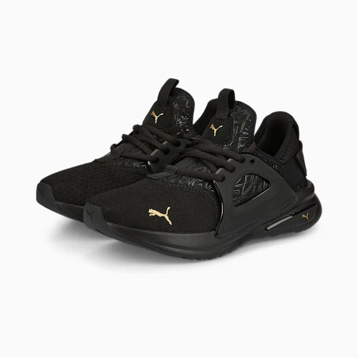 .Puma Womens Softride Enzo Evo Running Shoes - BLACK/GOLD - (377049 01) - NZ - R1L5