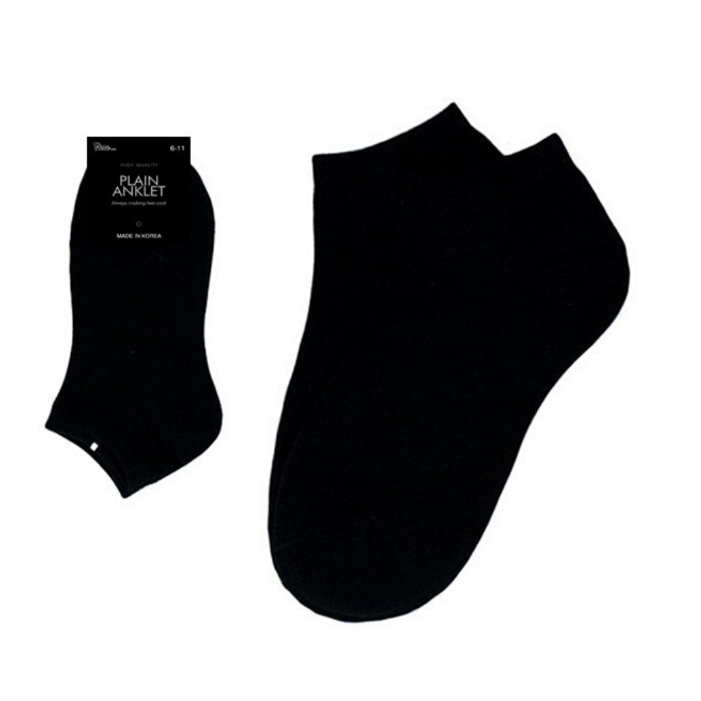 .Aussie Sox Plain Anklet Black Socks Single Pair - 2-8/6-11/11-14 - Black
