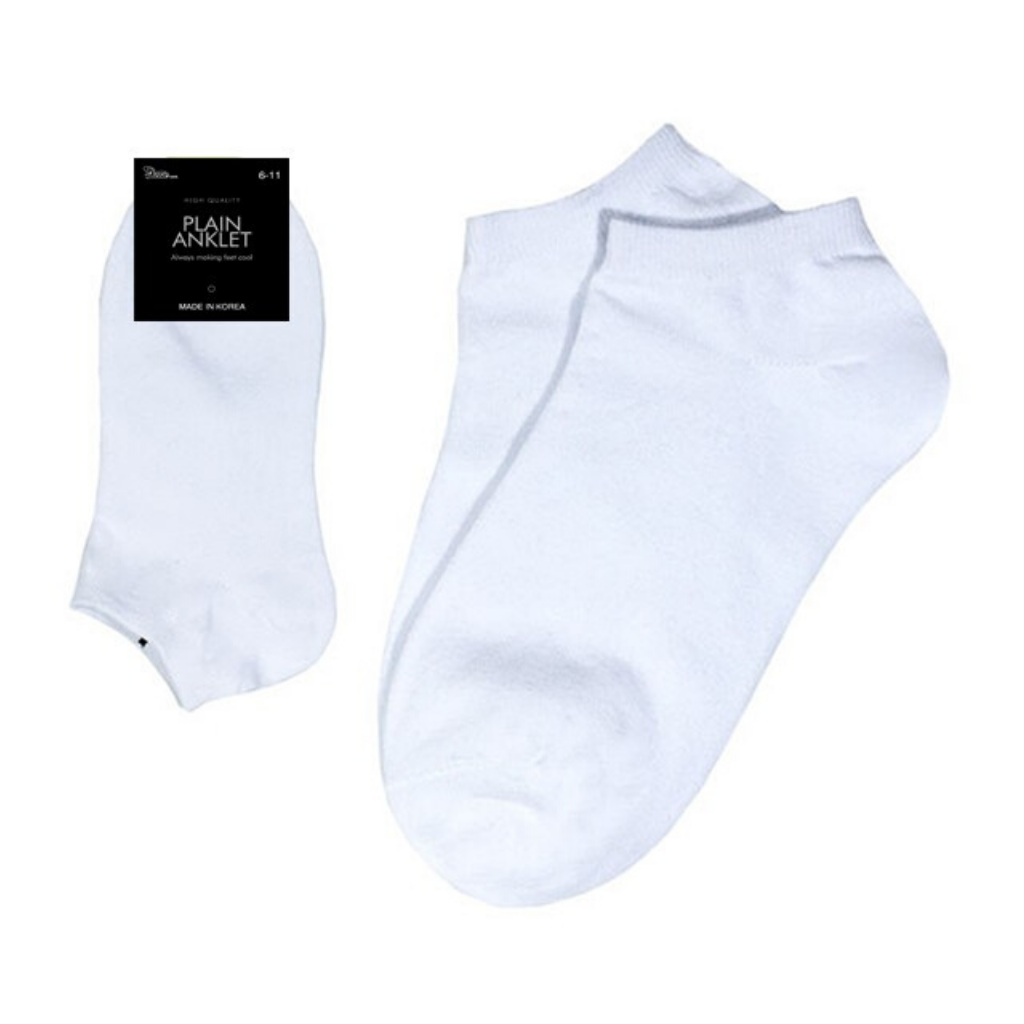 .Aussie Sox Plain Anklet White Socks Single Pair - 2-8/6-11/11-14 - White