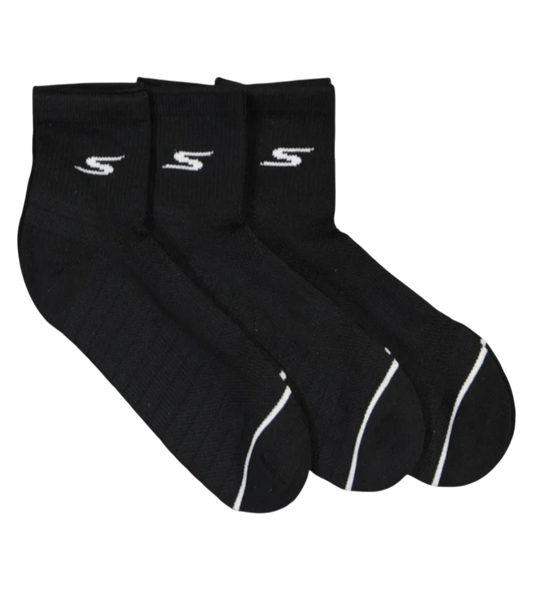 - 3pk Half Terry Premium Performance Quarter Socks - Black - (119050-101) - F