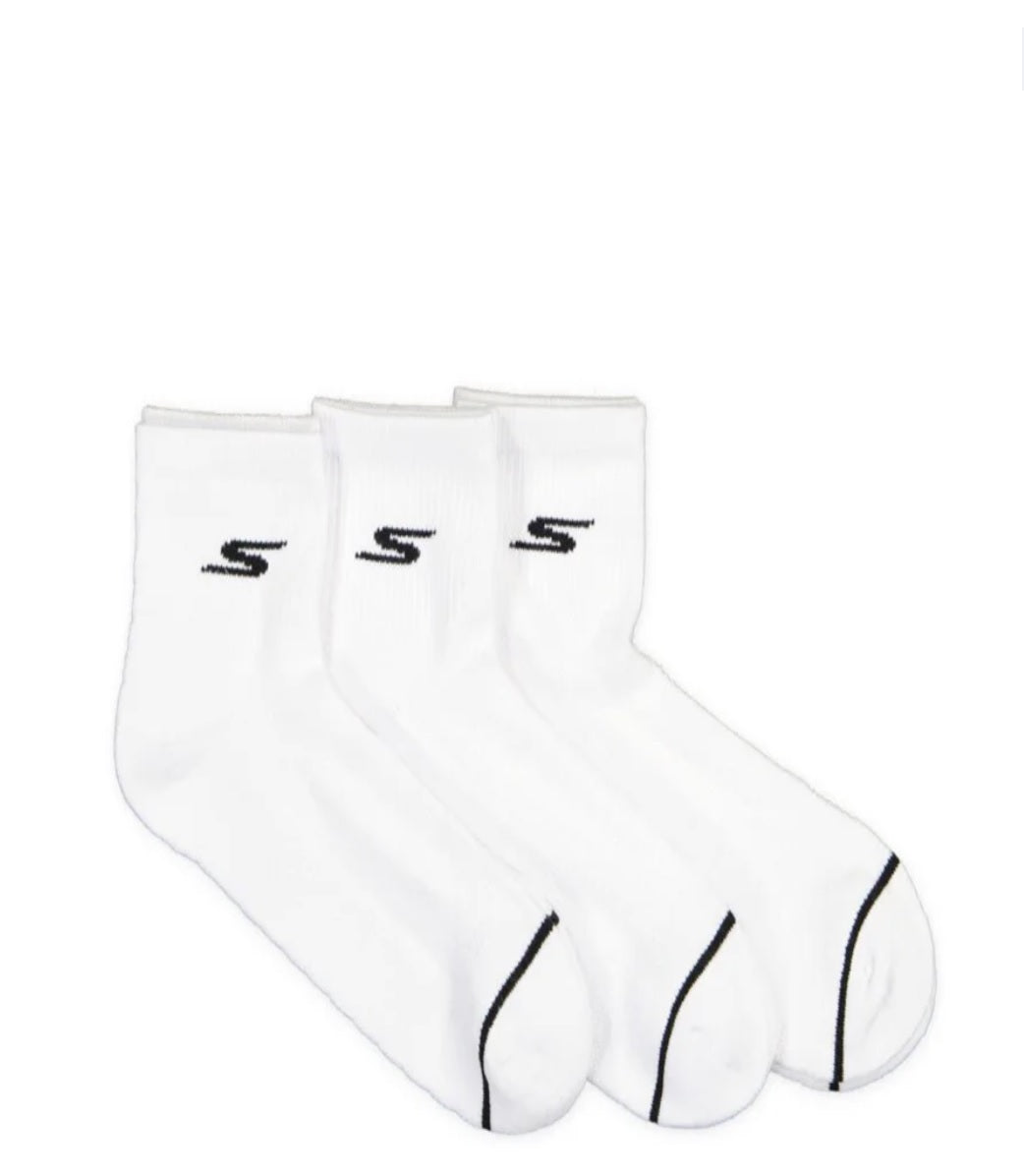 3pk Half Terry Premium Performance Quarter Socks - White - (119050-100) - F