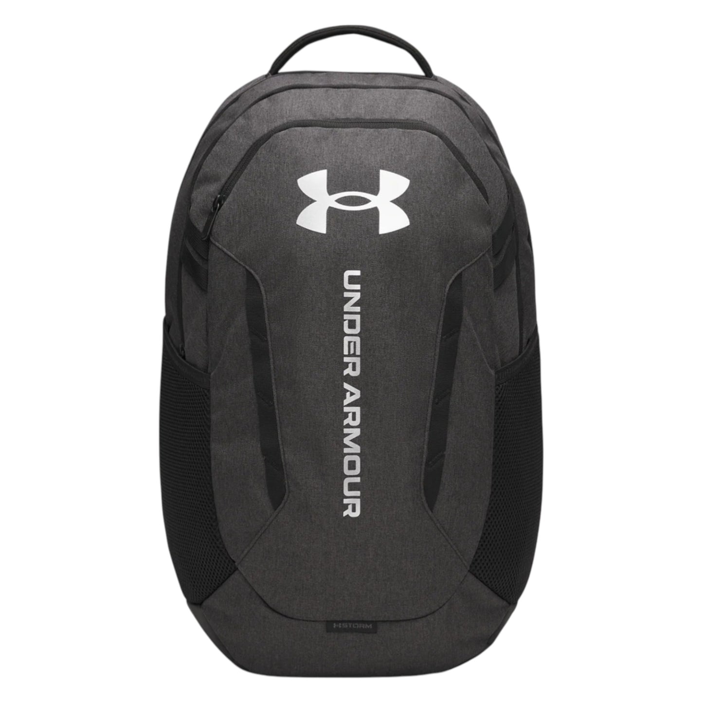 .Under Armour Hustle 6.0 Backpack - Black Heather/Metalic Silver - (1384672-006) - C13