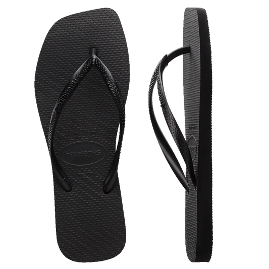 .Havaianas Womens SQUARE Slim Solid BLACK - (SLIM) - F