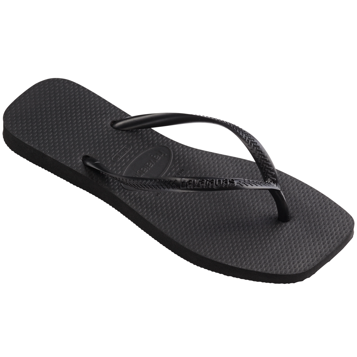 .Havaianas Womens SQUARE Slim Solid BLACK - (SLIM) - F