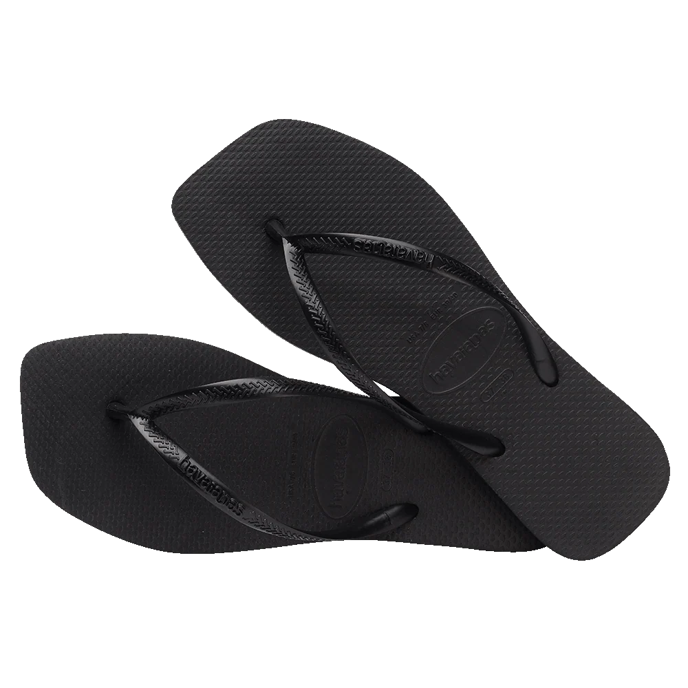 .Havaianas Womens SQUARE Slim Solid BLACK - (SLIM) - F