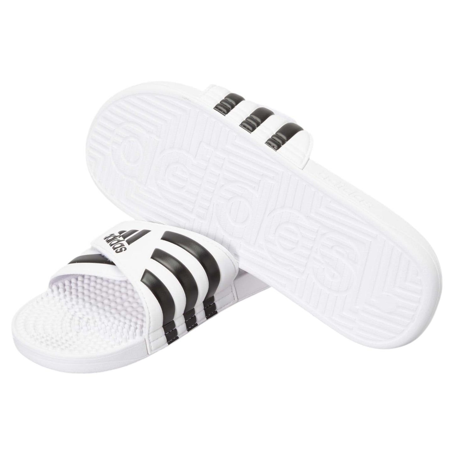 .Adidas Mens Adissage Slides - WHITE/BLACK - (F35573) - ASW - R2L14