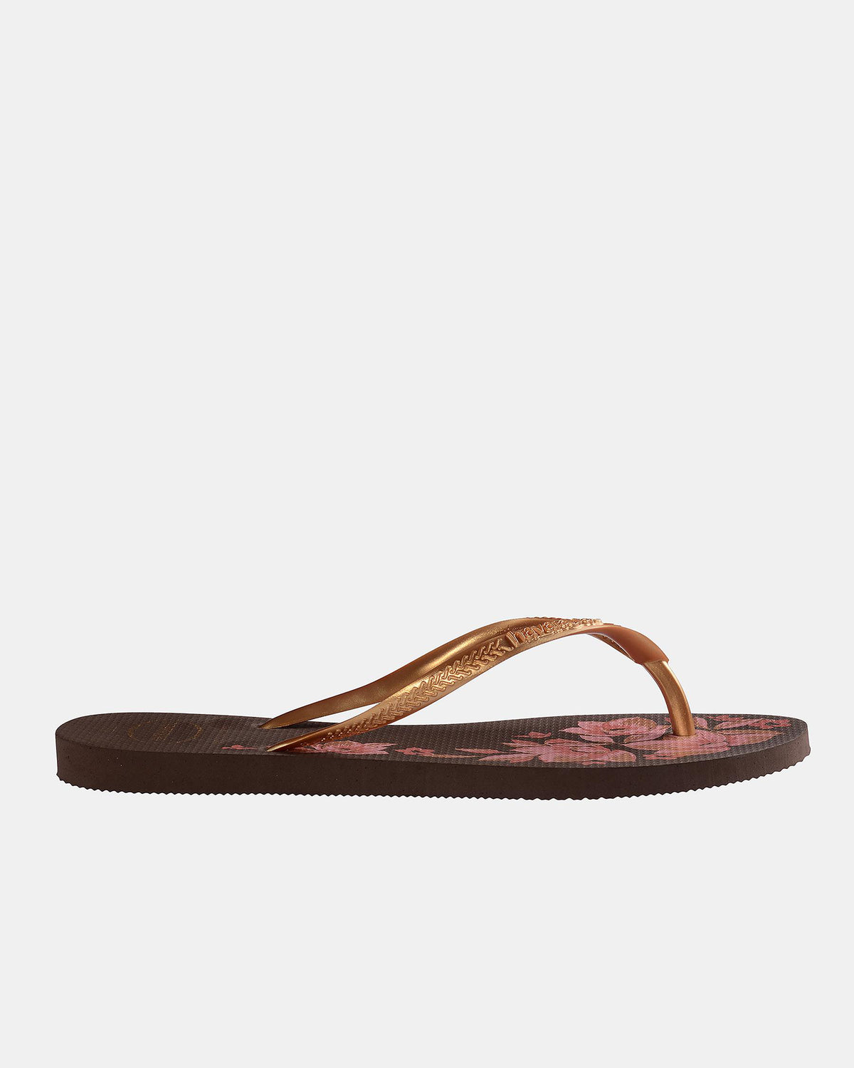 .HAVAIANAS Womens Organic SLIM - Dark Brown/Pink Flowers - (0727) - HVBF - F