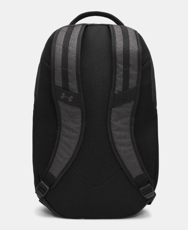 .Under Armour Hustle 6.0 Backpack - Black Heather/Metalic Silver - (1384672-006) - C13