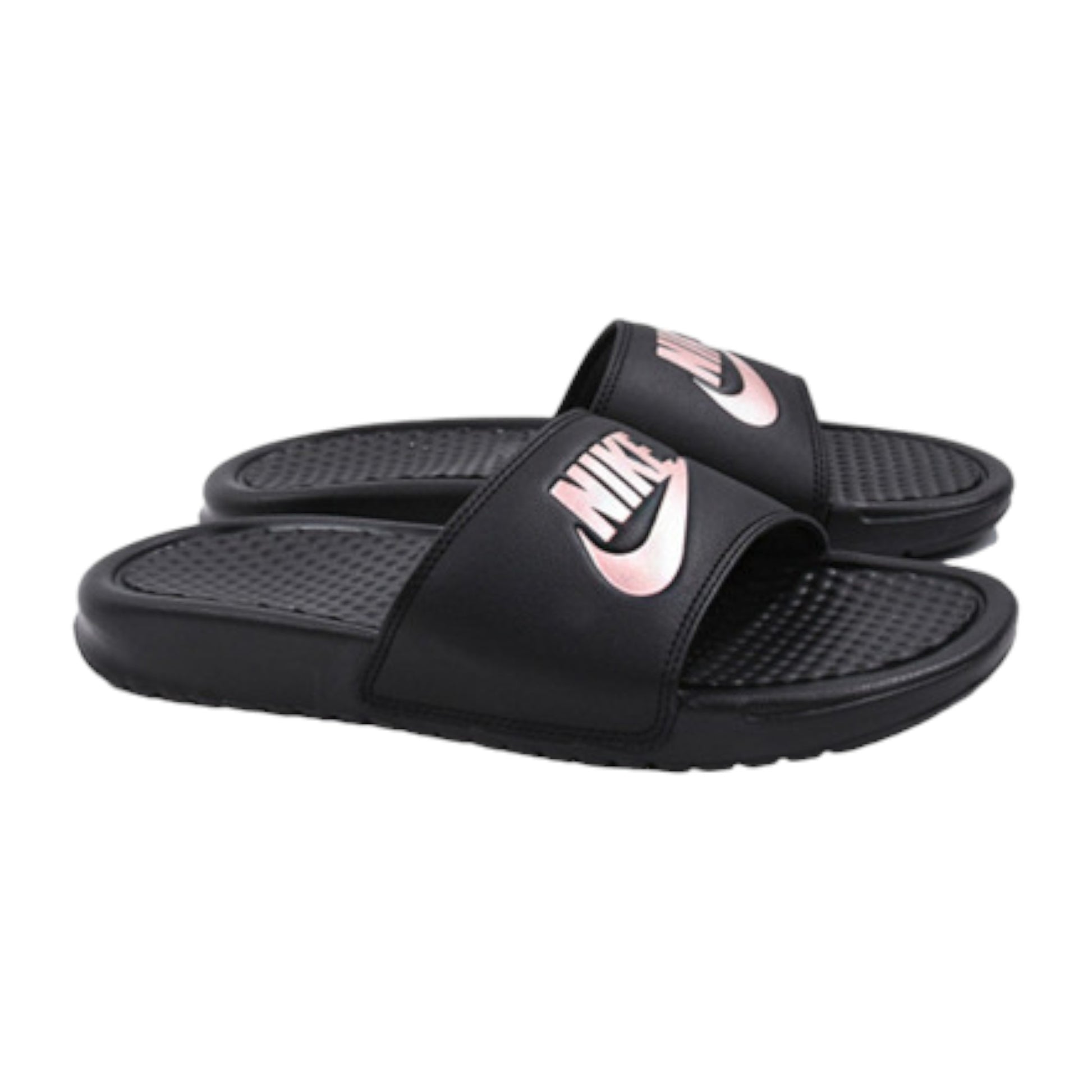 Nike Benassi JDI Womens Black/Rose Gold Scuffs (343881 007) J1 R2L16