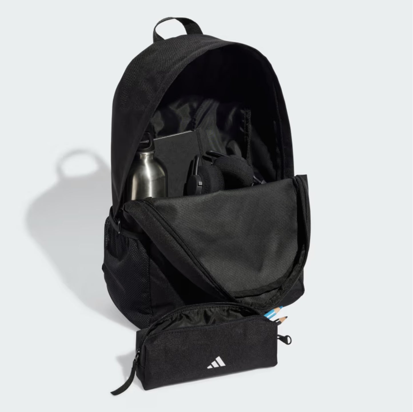 .Adidas Classic Back-to-School 3-Stripes BACKPACK WITH PENCIL CASE - BLACK/WHITE - (JI8081) - C23