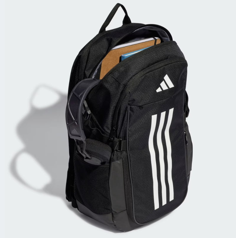 adidas essential backpack black and white ADIDAS ESSENTIALS 3-STRIPES PERFORMANCE BACKPACK - BLACK/WHITE