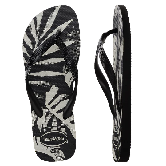 .Havaianas Mens Top Aloha Flip Flops - BLACK/WHITE - (ALOHA 7892) - HVAO - F