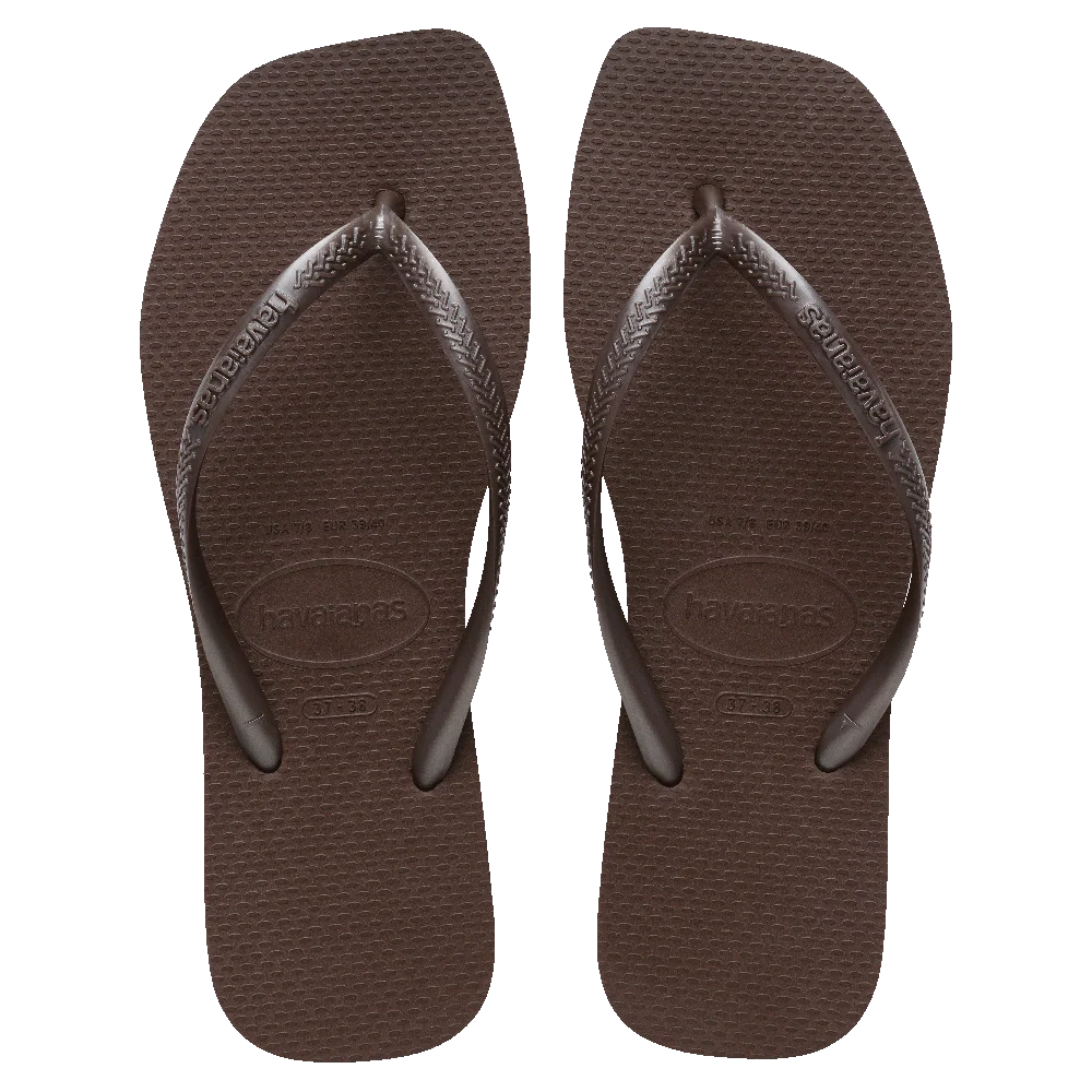 .Havaianas Womens SQUARE Slim Solid BROWN - (SLIM) - F