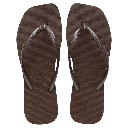 .Havaianas Womens SQUARE Slim Solid BROWN - (SLIM) - F