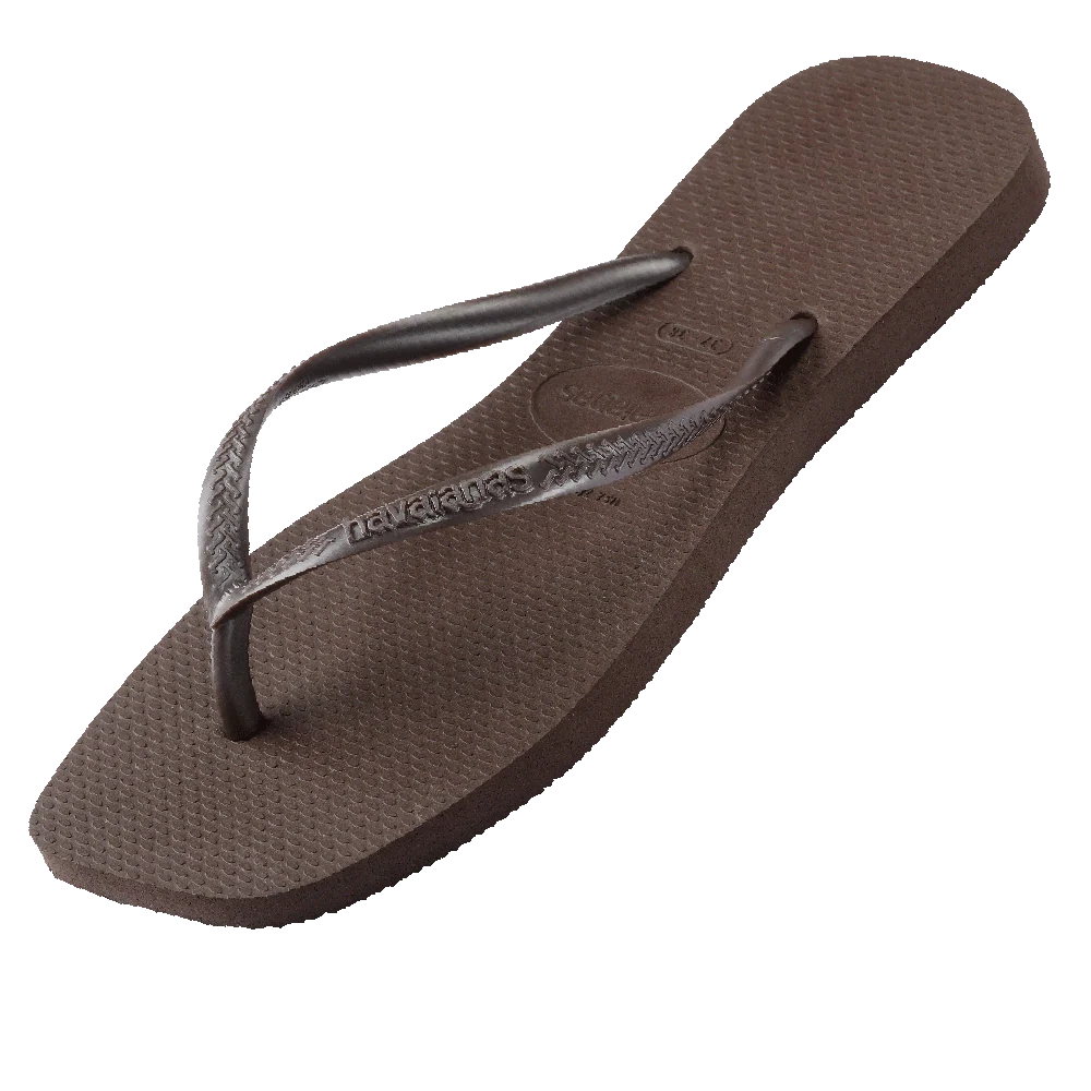 .Havaianas Womens SQUARE Slim Solid BROWN - (SLIM) - F