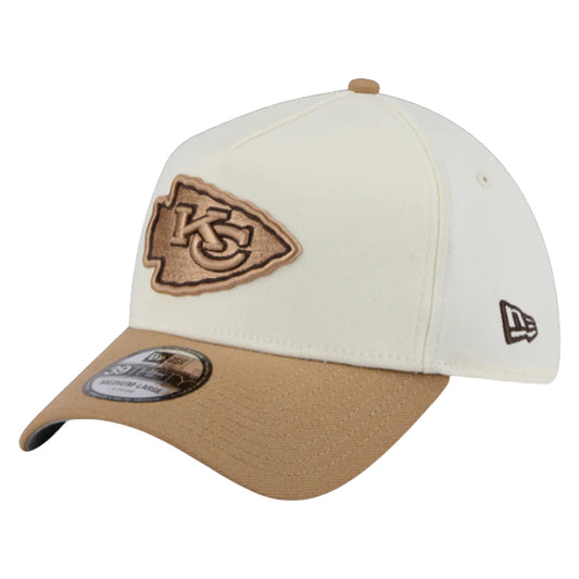 .NEW ERA 3930 A-Frame Kansas City Chiefs Stretch Fit Cap - BEIGE/WHITE - (60766676) - F