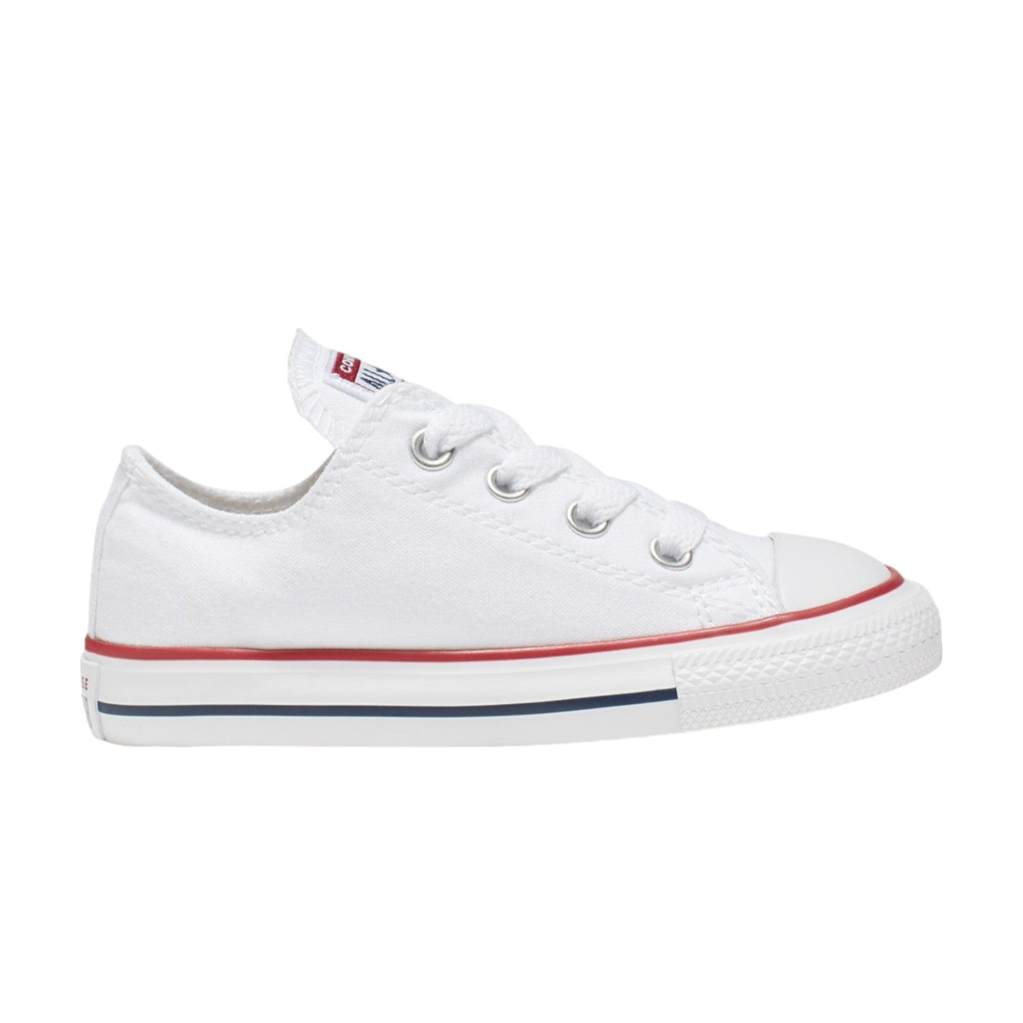 Converse Chucks Toddler Lo Cut Wht Red Canvas 7J256 WHT LO R1L1