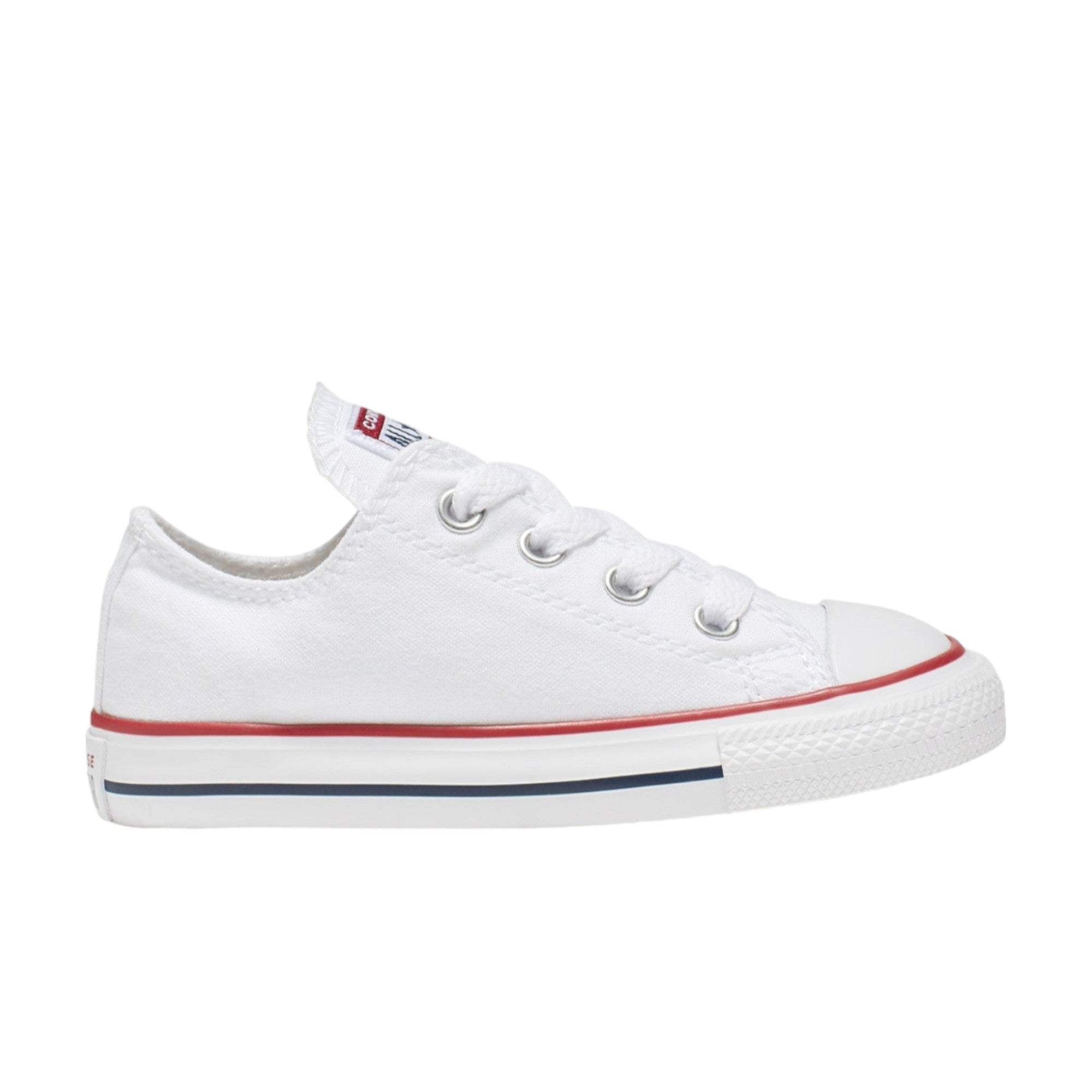 Converse Chucks Toddler Lo Cut Wht Red Canvas 7J256 WHT LO R1L1