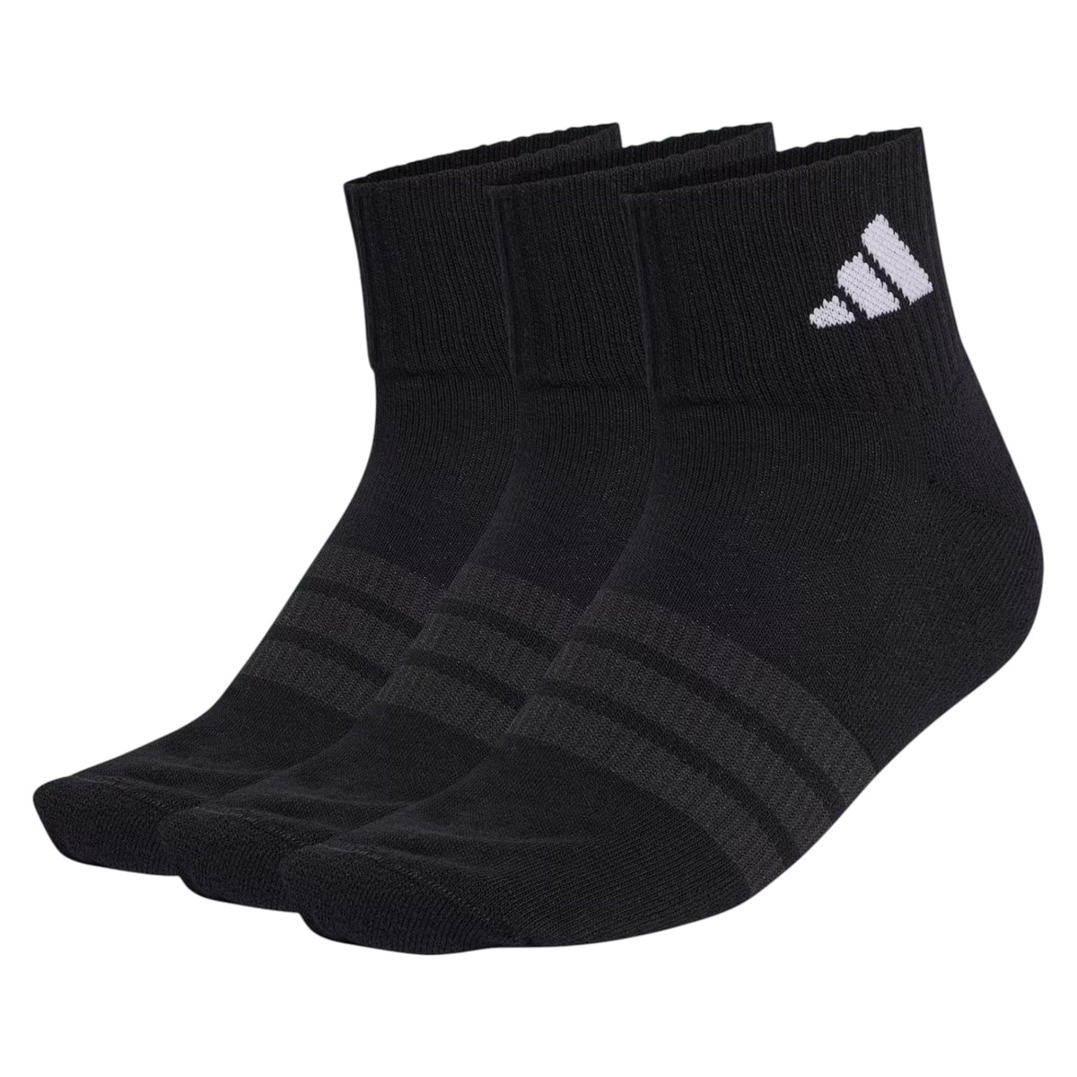 .ADIDAS CUSHIONED SPORTSWEAR ANKLE SOCKS 3 PAIR PACK BLACK/WHITE- (KC9633) - F
