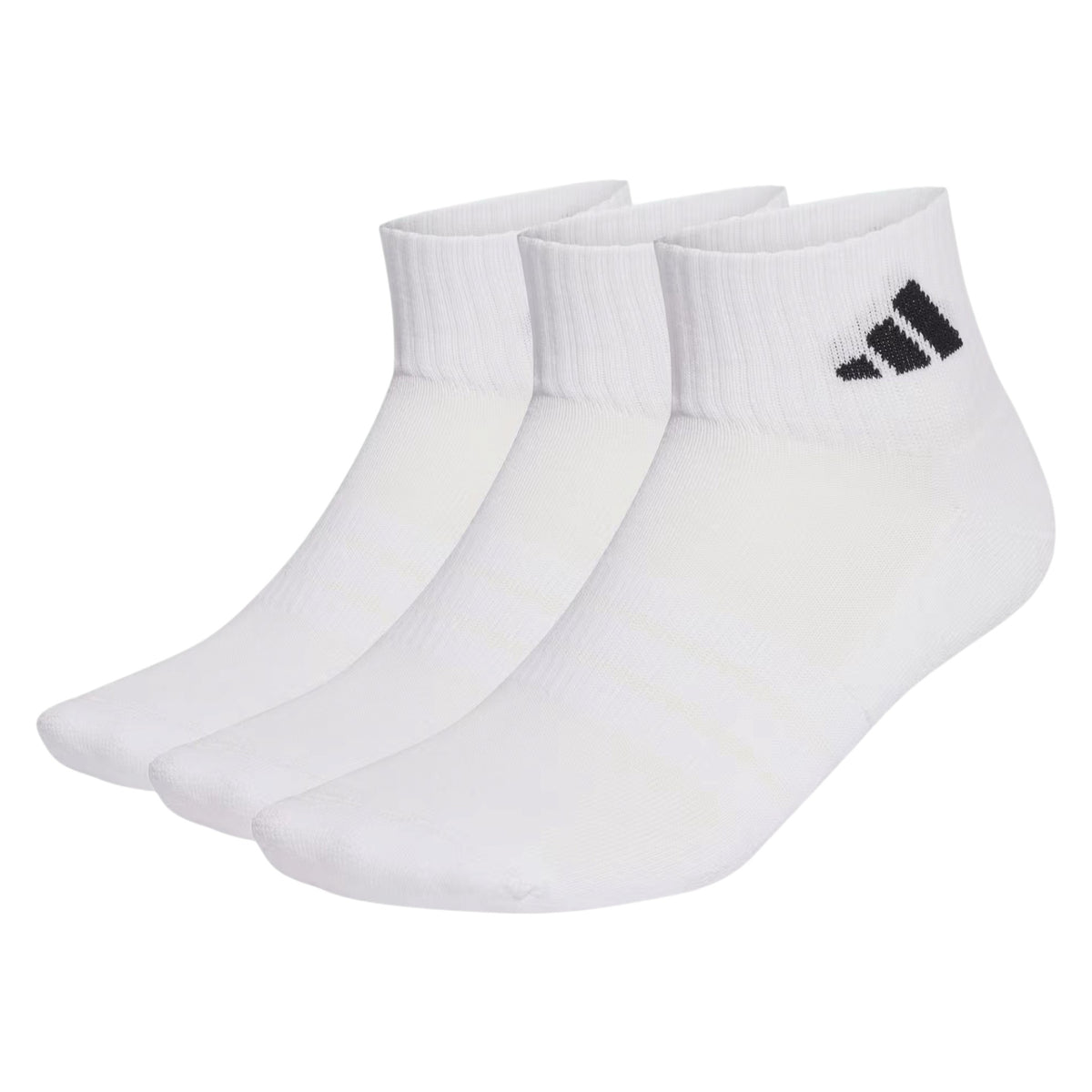 .ADIDAS CUSHIONED SPORTSWEAR ANKLE SOCKS 3 PAIR PACK WHITE/BLACK- (JZ0523) - F