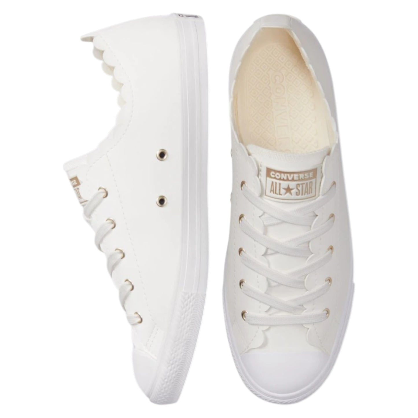 Converse CT Dainty Faux Leather [LOW TOP ONLY] SCALLOPED EDGE Vintage White - (A02611) - CT1 - R1L8