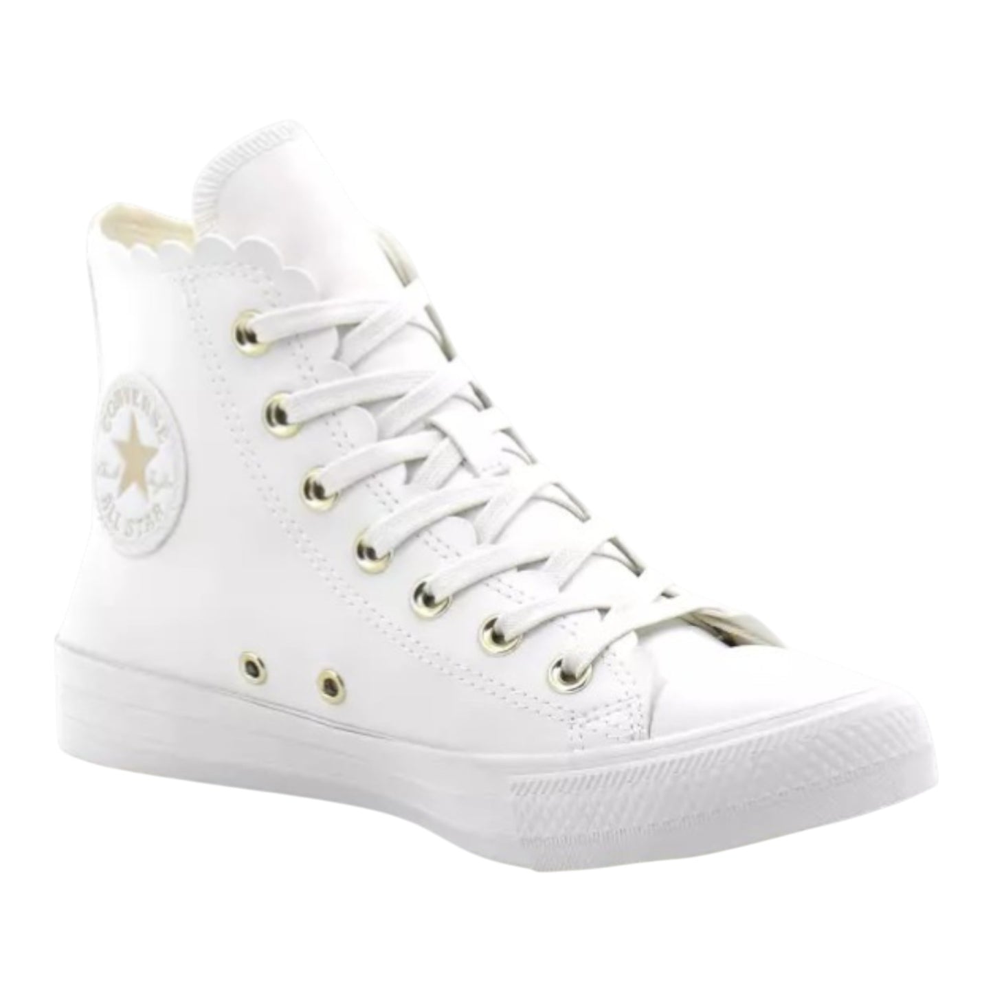 Converse CT Dainty Faux Leather [HIGH TOP ONLY] SCALLOPED EDGE Vintage White - (A03718) - CT2 - R1L8