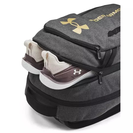 .Under Armour Hustle 6.0 BackPack - Black/Black/Metallic Gold - (1384672-005) - C25