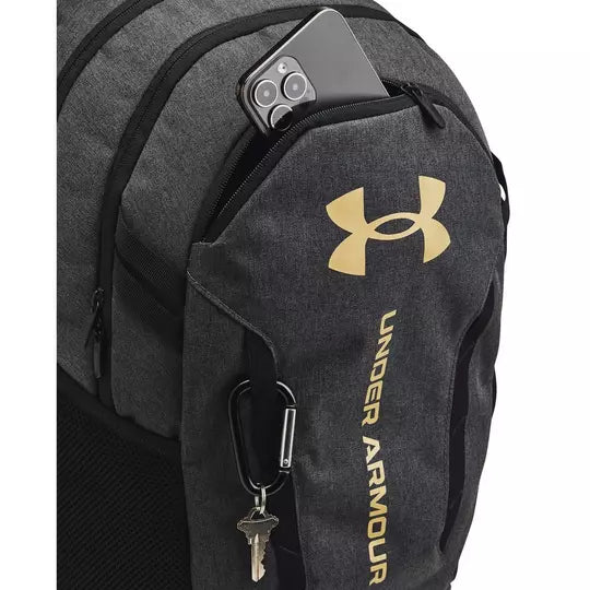 .Under Armour Hustle 6.0 BackPack - Black/Black/Metallic Gold - (1384672-005) - C25
