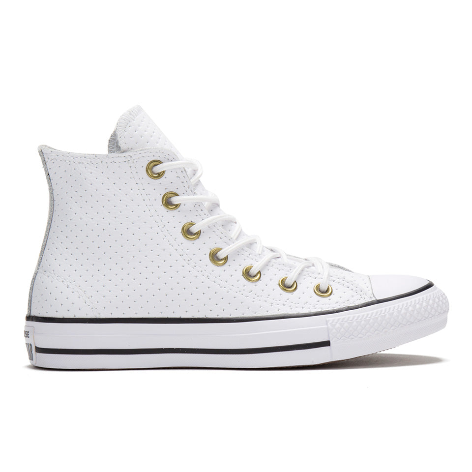 .Converse Womens Leather Chuck Taylor All Star Hi - WHITE/WHITE - (151249C) - DP - R1L5