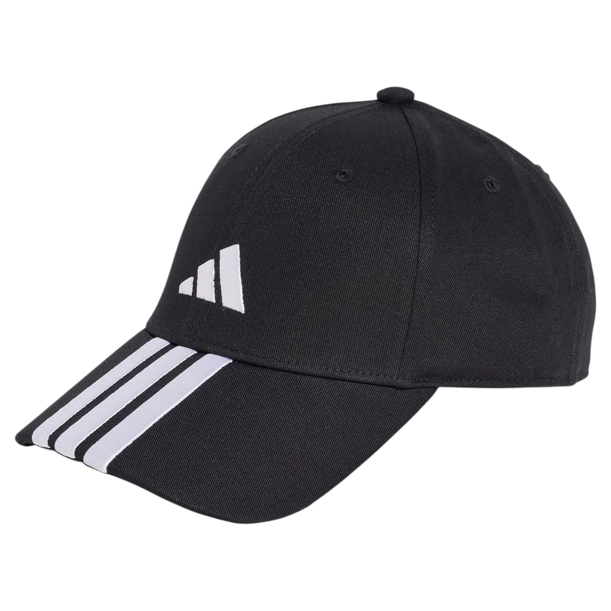 .ADIDAS 3-STRIPES COTTON TWILL BASEBALL CAP - Black/White- (JG1072) - F