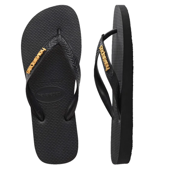 .Havaianas Womens Top Logo Metallic - Black/Gold - (TOPLOGOMETALLIC) - H96 - F