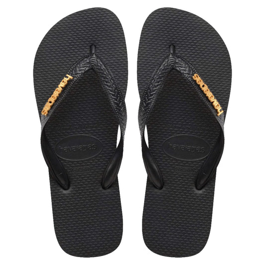 .Havaianas Womens Top Logo Metallic - Black/Gold - (TOPLOGOMETALLIC) - H96 - F