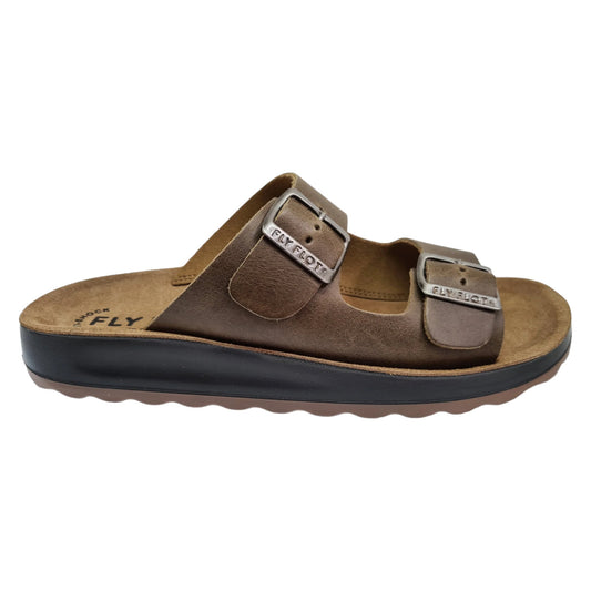 - FLY FLOT Mens Sandal 2 BUCKLE ROVERE (BROWN) (78171) - B2 - F