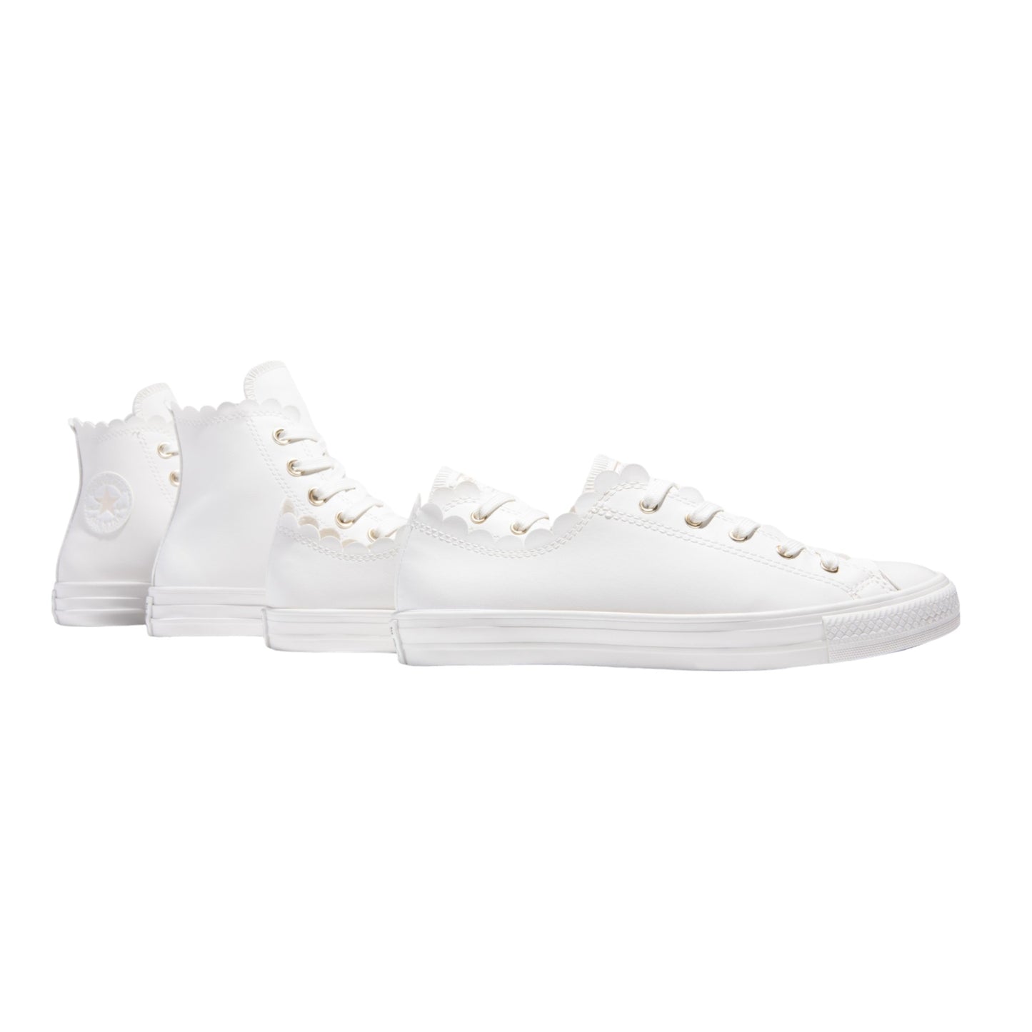+ Converse CT Dainty Faux Leather [LOW TOP ONLY] SCALLOPED EDGE Vintage White - (A02611) - CT1 - R1L8