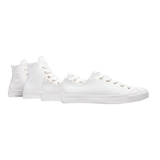 + Converse CT Dainty Faux Leather [HIGH TOP ONLY] SCALLOPED EDGE Vintage White - (A03718) - CT2 - R1L8