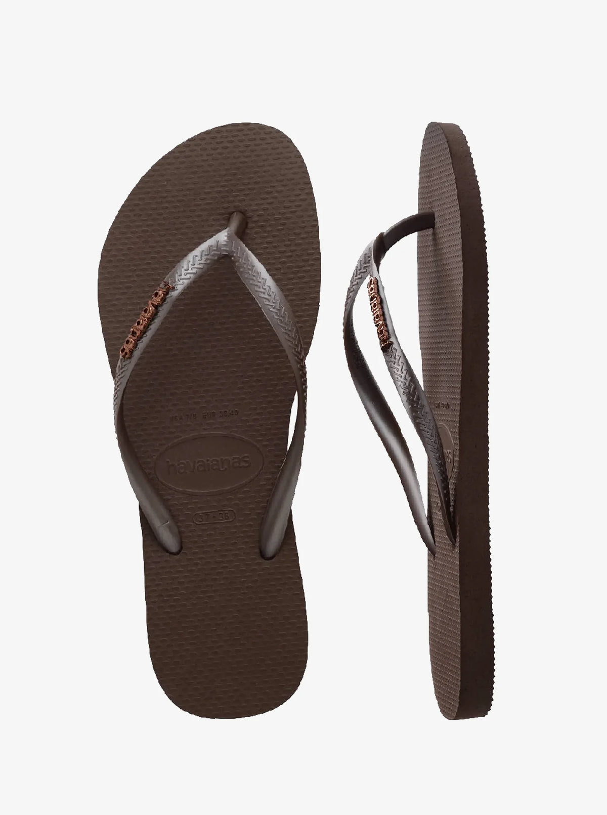 .Havaianas Womens Slim Logo Metallic 0727 Dark Brown - (SLIMLOGOMETALLIC) - HVQS - R1L6/F