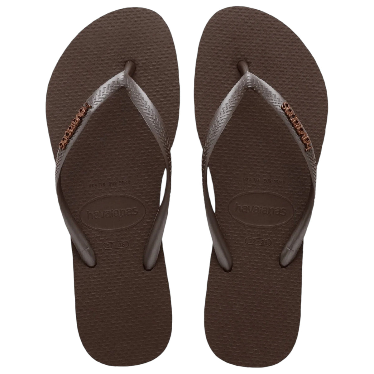 .Havaianas Womens Slim Logo Metallic 0727 Dark Brown - (SLIMLOGOMETALLIC) - HVQS - R1L6/F