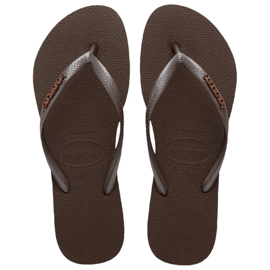 .Havaianas Womens Slim Logo Metallic 0727 Dark Brown - (SLIMLOGOMETALLIC) - HVQS - R1L6/F