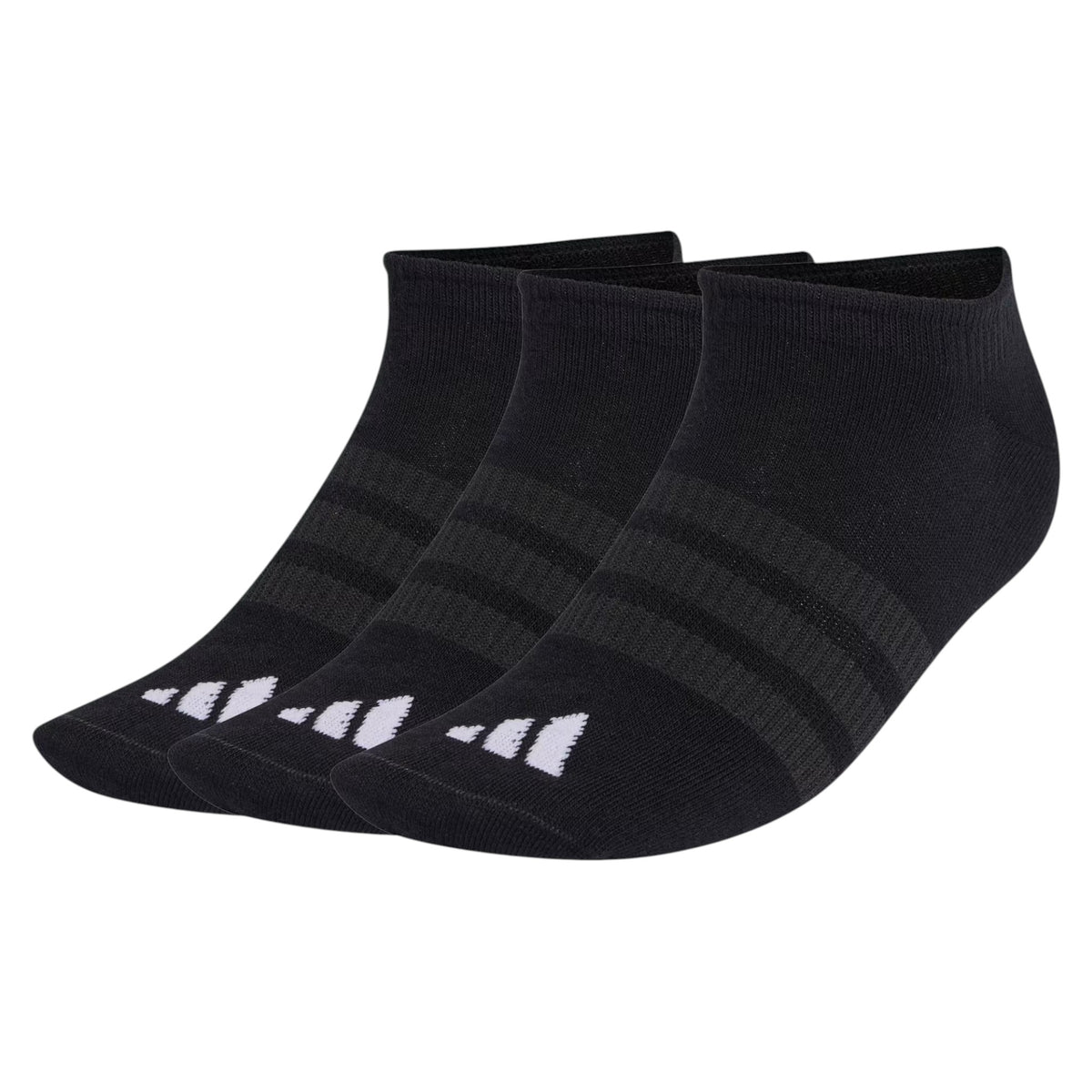 .ADIDAS THIN&LIGHT SPORTSWEAR NO SHOW SOCKS 3 PAIR PACK BLACK/WHITE- (KD6719) - F
