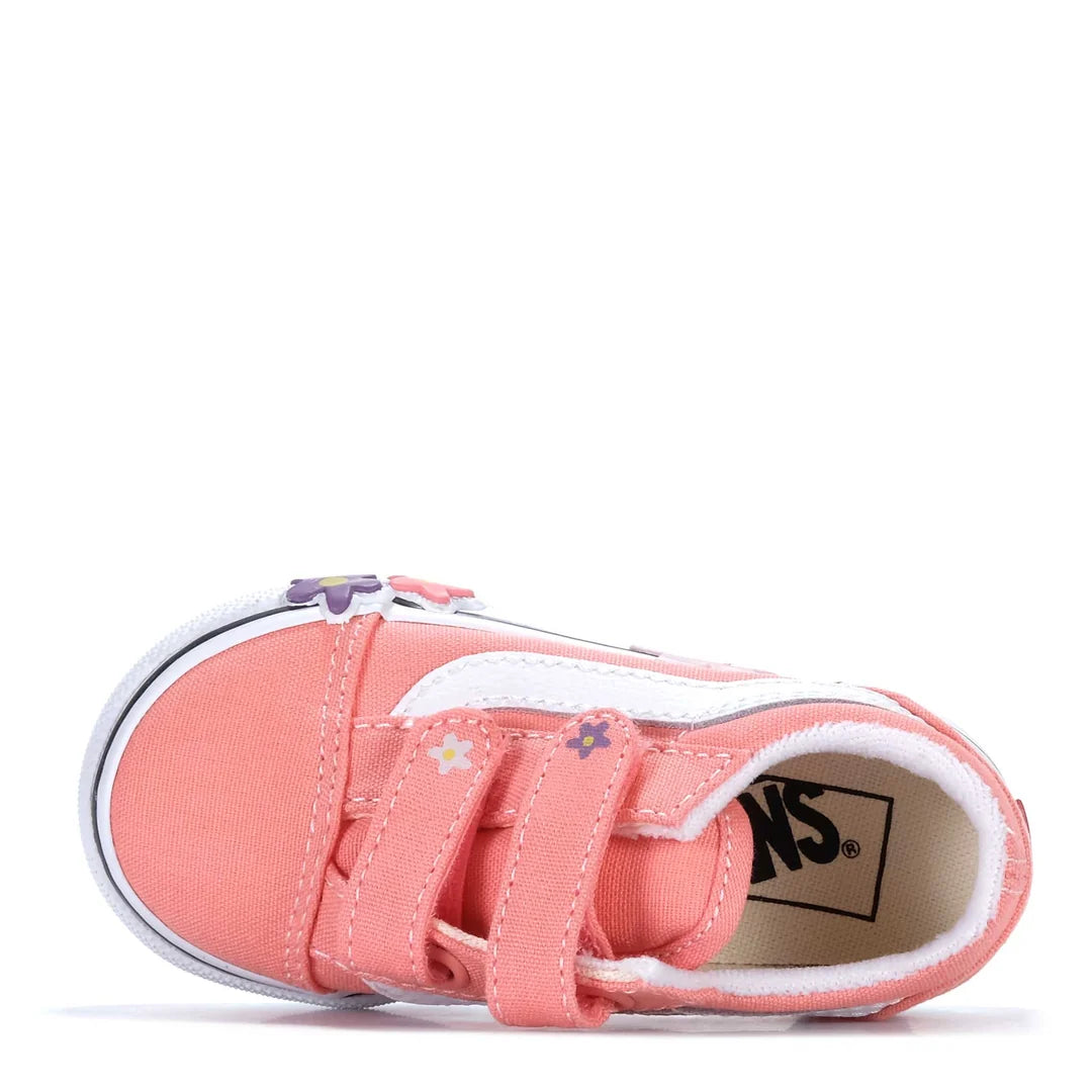 .Vans Toddlers Old Skool V Flower - Sunset Blush Pink - (VN000Z5XGS.PNK) - VZ - L1