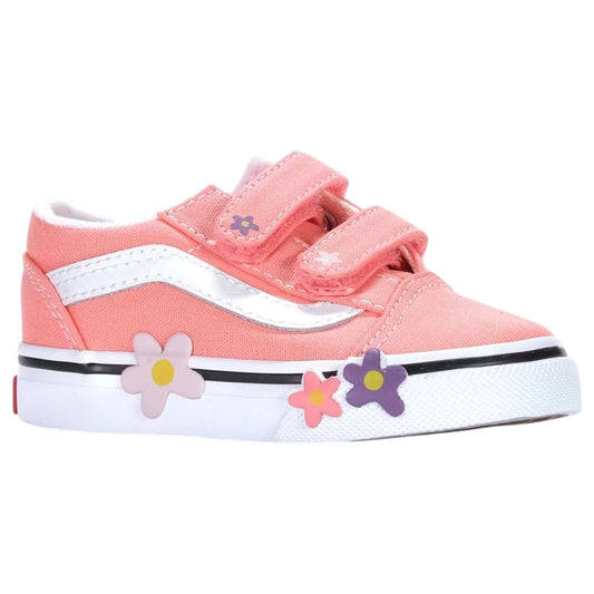 .Vans Toddlers Old Skool V Flower - Sunset Blush Pink - (VN000Z5XGS.PNK) - VZ - L1