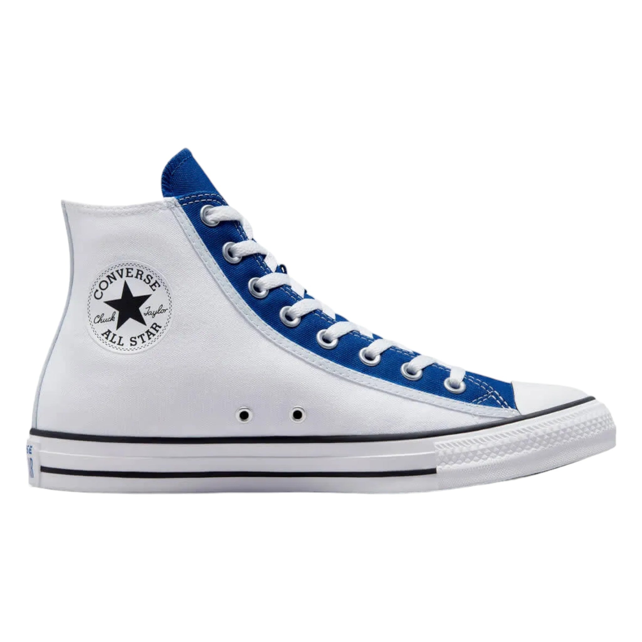 Converse blue hot sale white