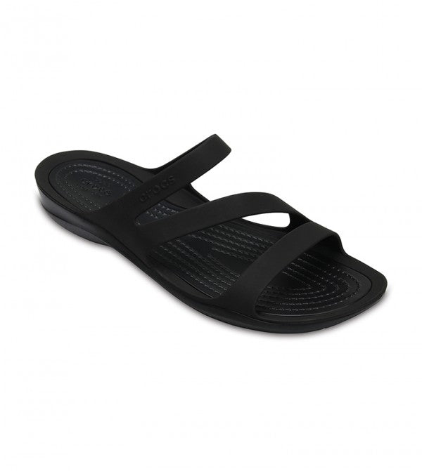 - Crocs Womens Swiftwater Strappy Black slip on sandals - (203998-060) - F