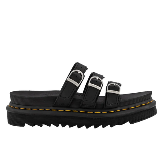 - Dr Martens Blaire Slide 3 Strap Buckle Sandal Black Leather (25456001.BLK) - RO - R2L15