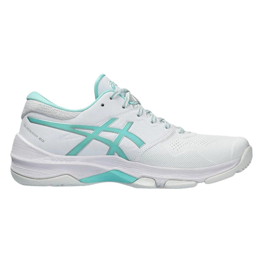 .ASICS WOMEN GEL-NETBURNER 20 (D) BIO NETBALL SHOES - WHITE ILLUMINATE MINT - (1072A099-100) - G20 - R2L17