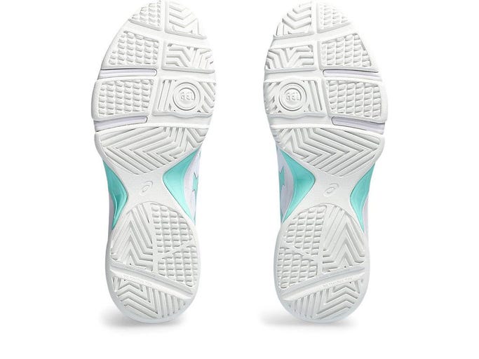 .ASICS WOMEN GEL-NETBURNER 20 (D) BIO NETBALL SHOES - WHITE ILLUMINATE MINT - (1072A099-100) - G20 - R2L17