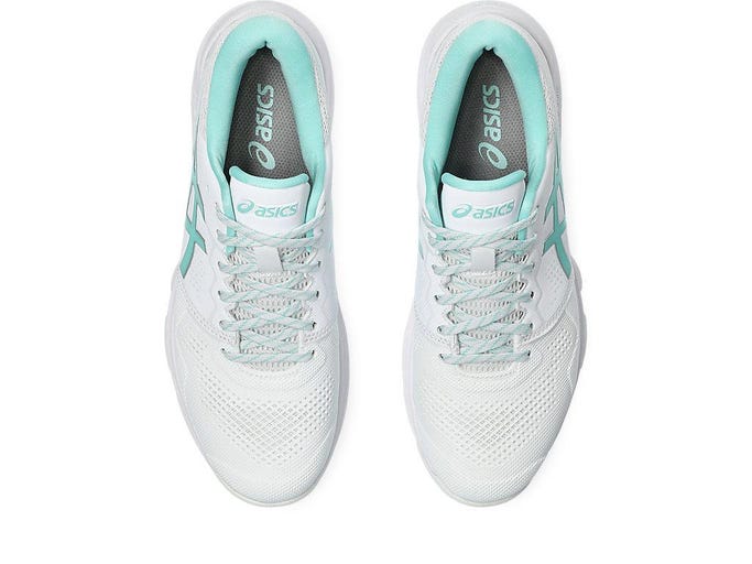 .ASICS WOMEN GEL-NETBURNER 20 (D) BIO NETBALL SHOES - WHITE ILLUMINATE MINT - (1072A099-100) - G20 - R2L17