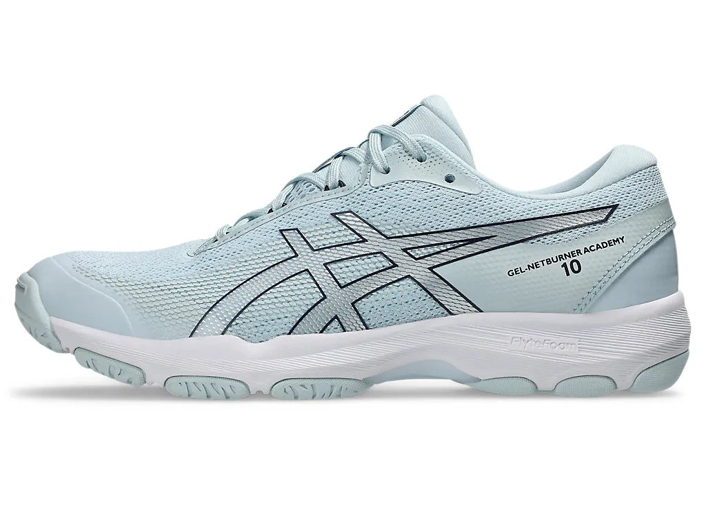 .ASICS WOMEN GEL-NETBURNER ACADEMY 10 NETBALL SHOES - SKY/MIDNIGHT - (1072A114.400) - SKY - R2L14