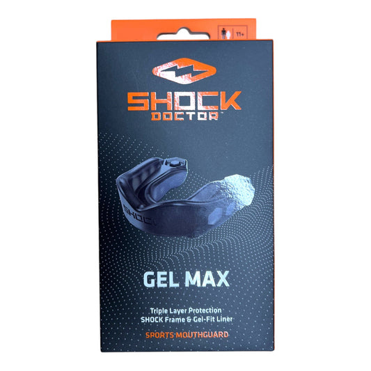 .Shock Doctor Mouth Guard GEL MAX Black Triple Layer Protection SHOCK Frame & Gel-Fit Liner (ADULT) - (6210A) - F