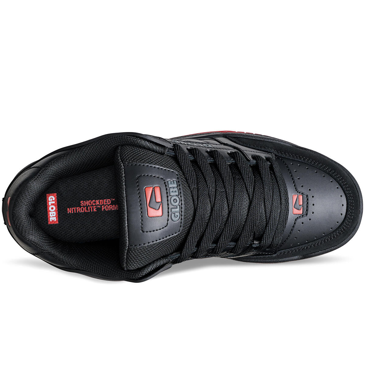 .GLOBE MENS TILT SHOES - BLACK/RED/CHARCOAL COLOUR 10801 - (GBTILT) - BRY - R2L12